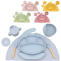 BPA-Free Eco-friendly Non-Toxic Baby Feeding Set Modern Design Strong Suction Plate Bowl Spoon Cutlery Tableware Kids Plate Bib