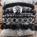 Women Boho Custom Jewelry Natural Stone Square Crystal Bracelet Spider Flower Charm Hematite Gemstone Stack Bracelets Set