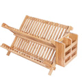 2026 3 Tier Large Collapsible Bamboo Folding 2-Tier Collapsible Drainer Dish Drying Rack with Utensils Wood