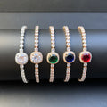 Hot Sale Quality Women's Copper Bling Tennis Bracelet Full Zircon Micro-Inlaid Birthstone Rhodium Fashion Chain Link Gift