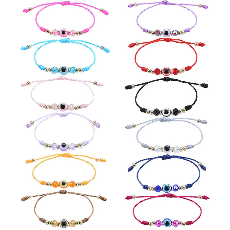 DS Crystal Hot Sale Evil Eye Bracelet Crystal Beaded Lucky Friendship Bracelets Rope Adjustable Braided Bracelet