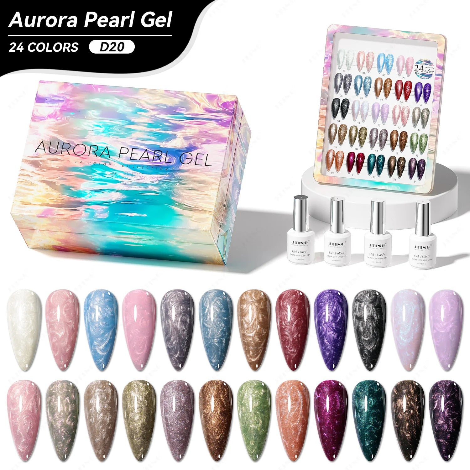 JTING Newest Arrival 24Colors Shell Pearl Gel Polish Collection Creative Effect Thread Pearl Gel Nail Polish Set OEM