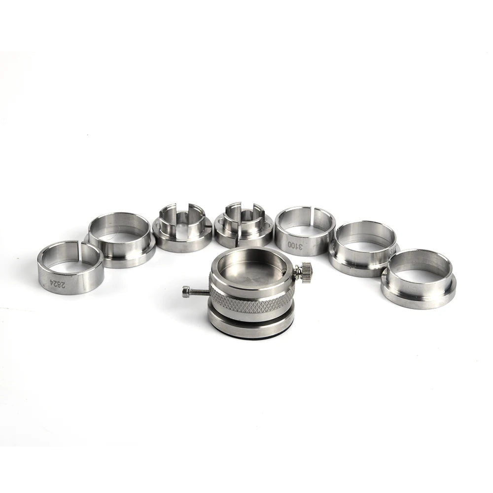 8pcs Set Watch Movement Seat Base Holder Stainless Steel Silver Watch Repair Maintain Tools for BZ 2000 / ETA 7750 / BZ Series