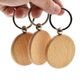 Customizable LOGO Wooden Large Size Round Blank Keyrings Promotional Gifts Key Chain Holder With Engraved