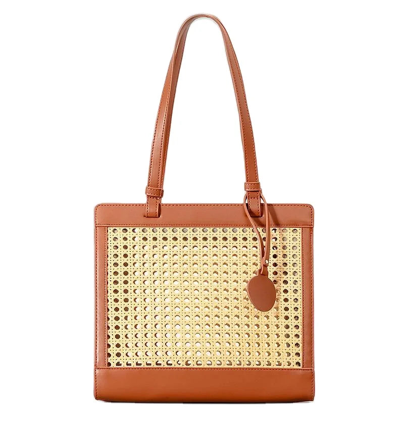 2024 Large Capacity Paper Straw Bucket Bag Hawaiian Woven Straw Shoulder Tote Bag