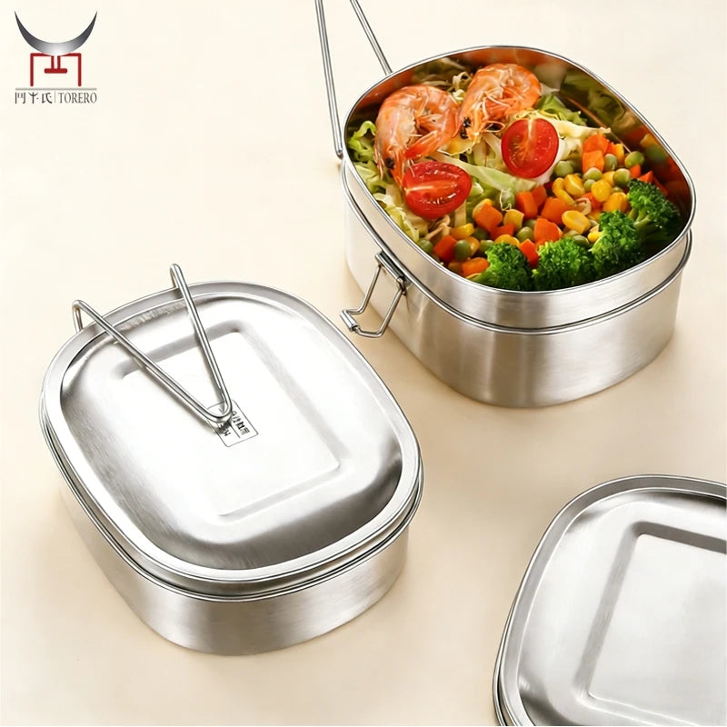 Wholesale Factory Oval 201 Stainless Steel Bento Multi Layer Adult Lunch Box with air Lock