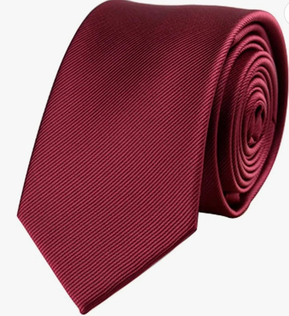 Burgundy Tie Solid Color Necktie Business Office Man Ties Party Silk Neck Tie Mens 8cm Jacquard Gravatas