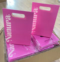 Custom Recycled Clothes Packaging Gift Bag With Ribbon Handle Luxury Pink Shopping Paper Bags With Your Own Logo
