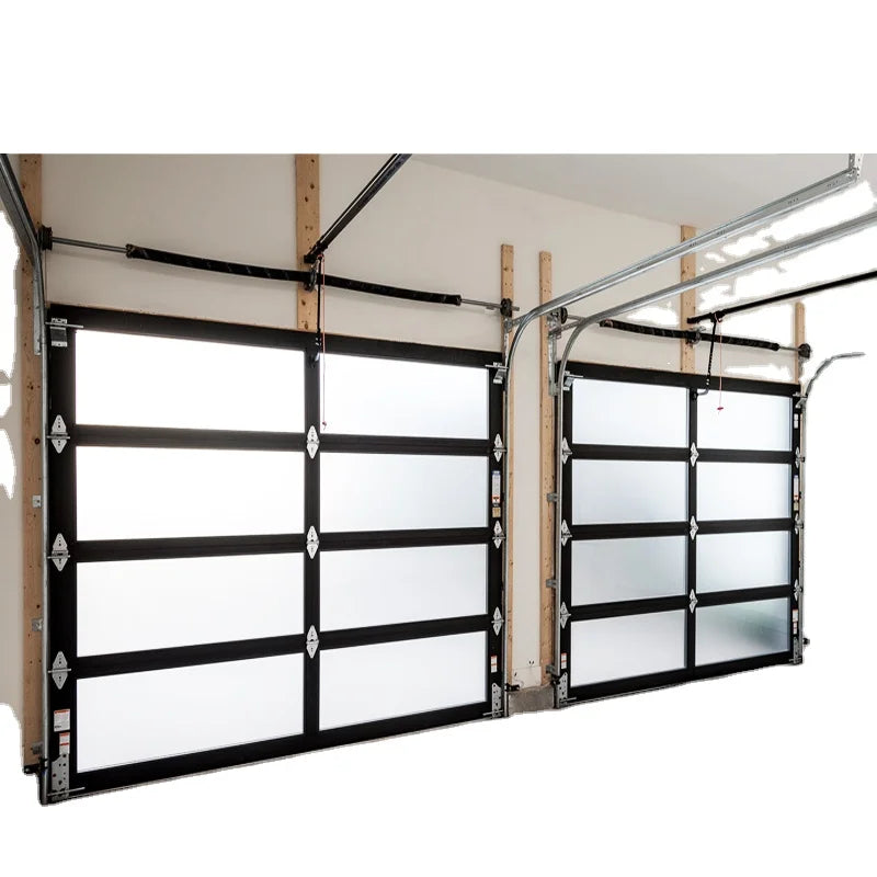 Hot Sales Modern Design Automatic Residential Garage Door Aluminum Insulated Frosted Tempered Glass Steel Finish for Home Use