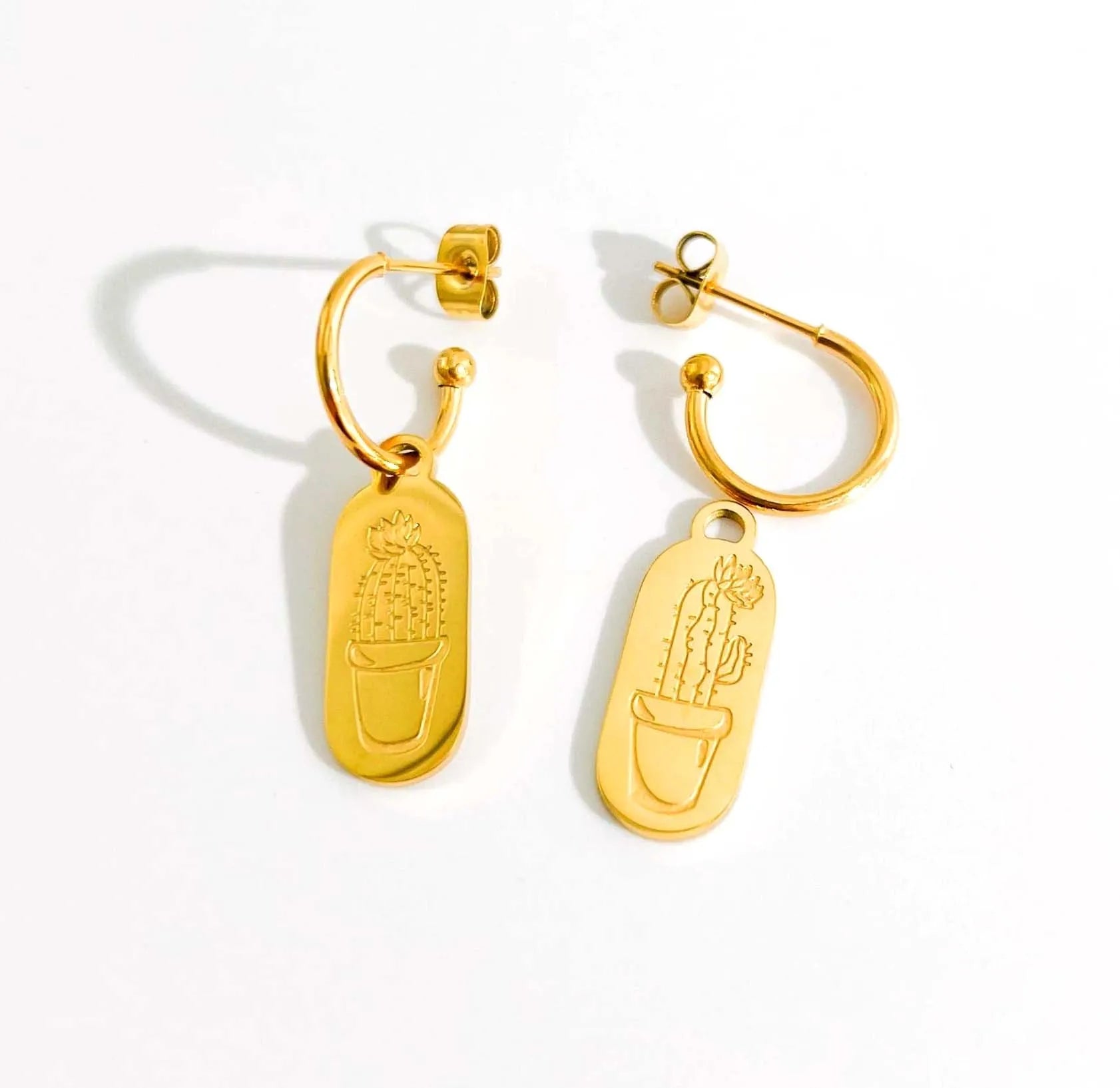 Milskye Beautiful Jewelry Set for Women 925 Silver 14k Gold Plated Cactus Hoops Earrings