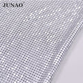 JUNAO Factory Directly Sale 45*120cm Sil Ver Color Crystal Mesh Sheet Glitter Rhinestone Mesh Fabric for Clothes