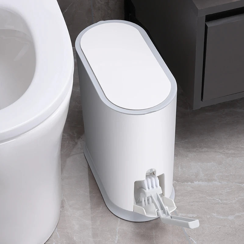 Custom Large Standing Sanitary Trash Can Plastic Frontal Touchless Dry Wet Separation Pressing Outdoor Home Bathroom Standing