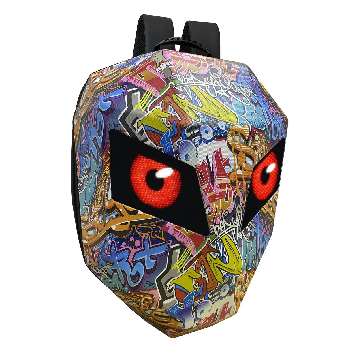 CRELANDER LED Backpack Laptop Travel Bag Motorcycle Riding Backpack Hard Shell Waterproof LED Bag With Eyes Programmable Screen