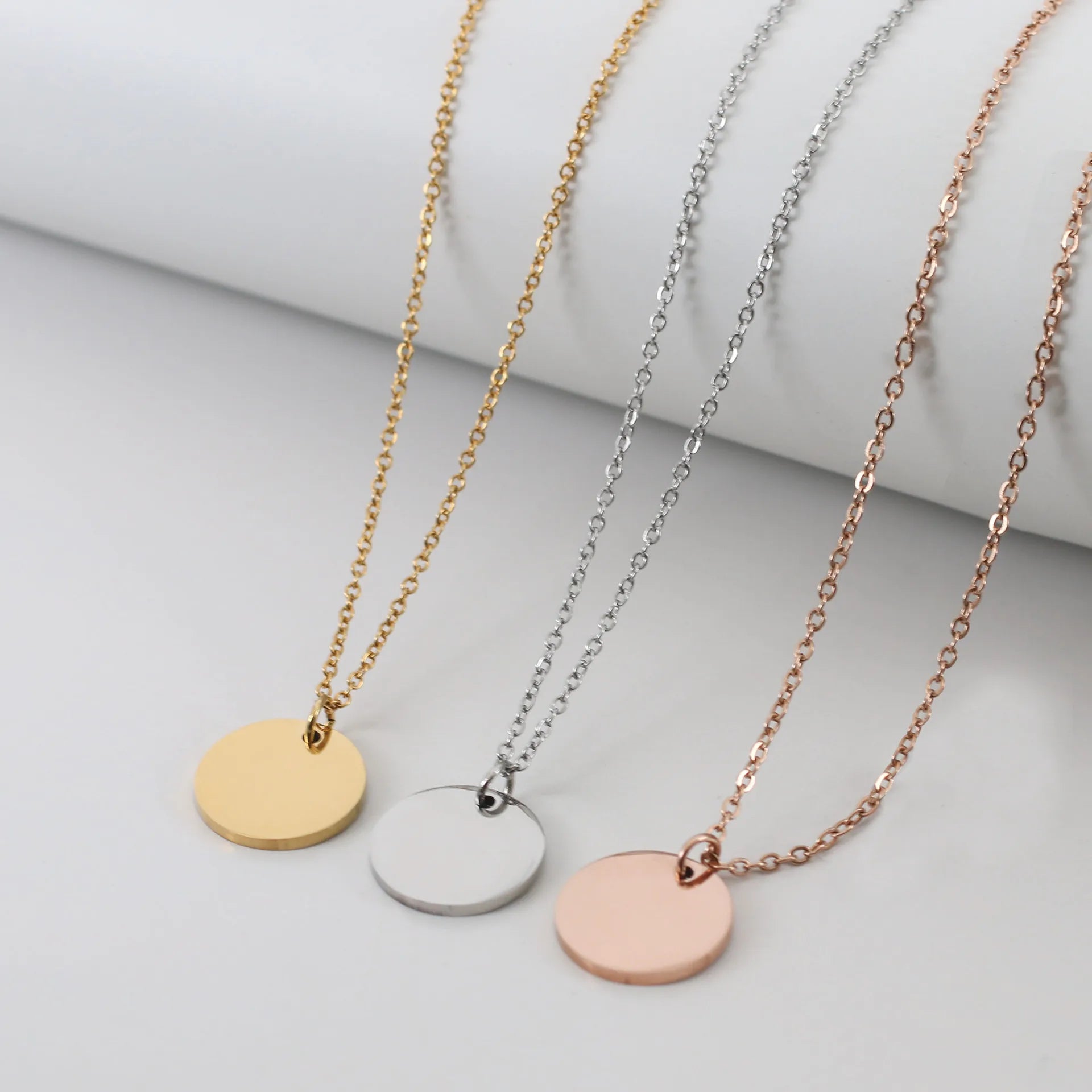 Personalized Jewelry Stainless Steel Name Laser Engraving Blanks Jewelry Circles Round Pendant Custom Necklace