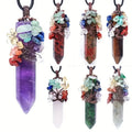 Tree of Life Pendant Natural Stone Amethyst Green Aventurine Rose Quartz clear Quartz Tiger-eye Pendant for Women Men Jewelry