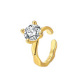 RINNTIN CL04 1PCS Clip on Earrings Non Pierced 925 Sterling Silver Ear Clip Cubic Zirconia Gold Plated Earrings Women