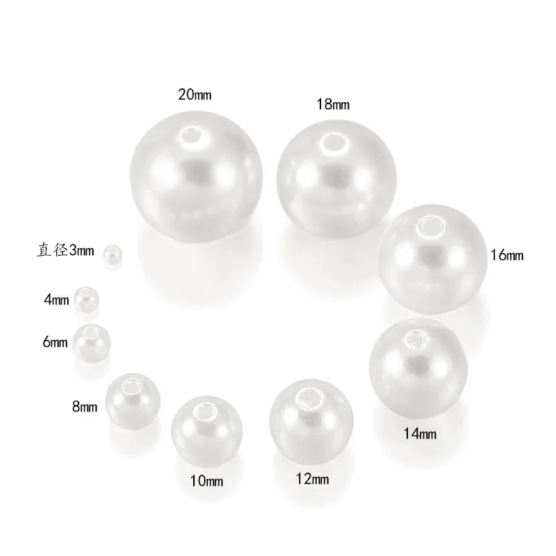 Wholesale Cheaper White ABS Imitation Pearl BeadsPlastic Pearl Beads With Hole