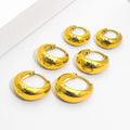 JUSNOVA Women's Fashion Hoop Earring Set 3 Pairs Exquisite 18K Gold Plated Round Circle Hoop with Pearl Punk Style Jewelry