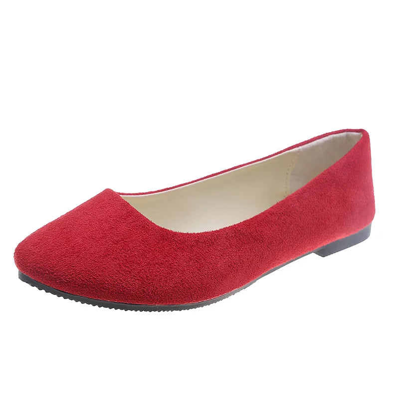Women's New Suede Pointed Toe Flat Bottom Casual Shoes Solid Colour Trend Anti-slip Women's Shoes Low Help a Stirrup Shoes