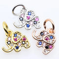 CZ8228 Tiny Little Mini 18k Gold Plated Rainbow Clear CZ Micro Pave Elephant Charms
