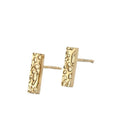 Simple Minimalist 316L Stainless Steel 14K Gold Plated Hammered Texture Bar Stud Earrings