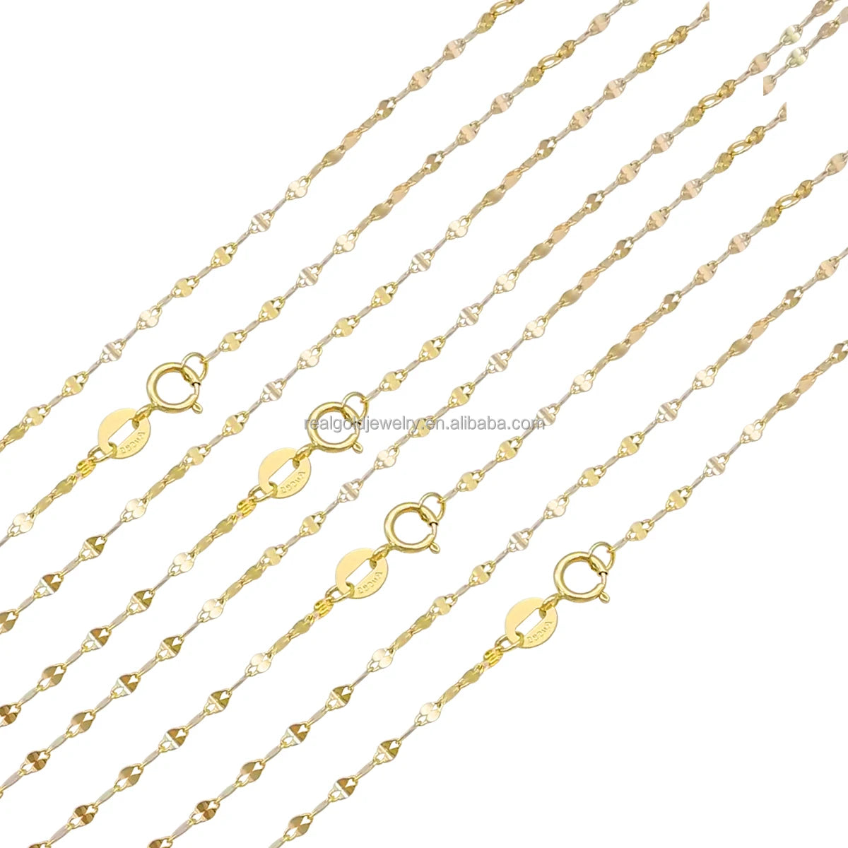 Wholesale Fashion New Arrivals Solid 14K Pure Gold 14K Real Gold Thickness 1.7mm Lip Chain Necklace Jewelry for Women Men