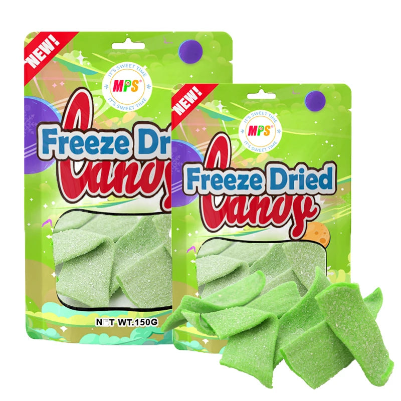 Freeze Dried Sour Belt Extreme Multi Flavor Artificially Flavored Gummy Individual Korean Crisps Snacks