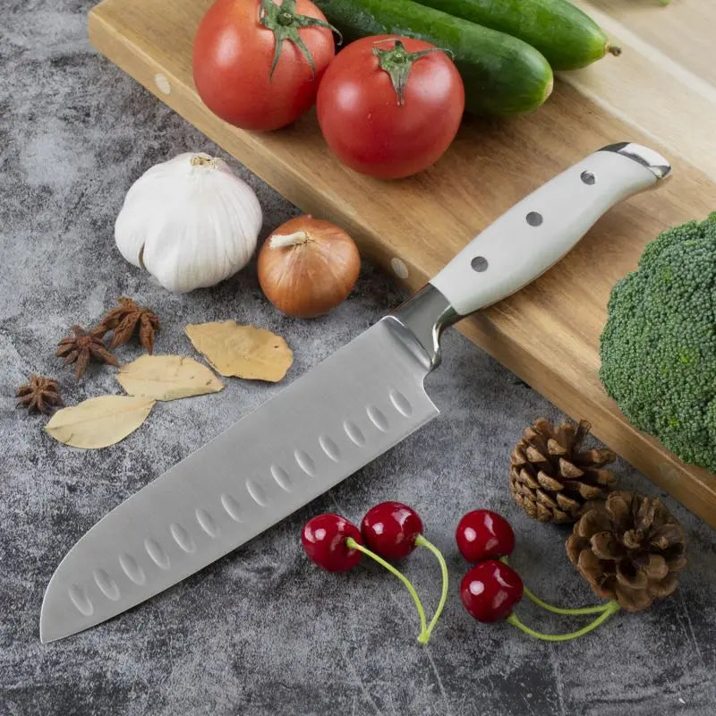 7 Inch 5cr15 Stainless Steel Eco-Friendly Kitchen Santoku Knife with Ergonomic POM Handle Set