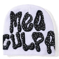 Custom Women's Y2K Jacquard Beanie Shiny Bling Rhinestone Winter Knit Ski Hat Soft Stretchy Snow Hat for Beach Wear