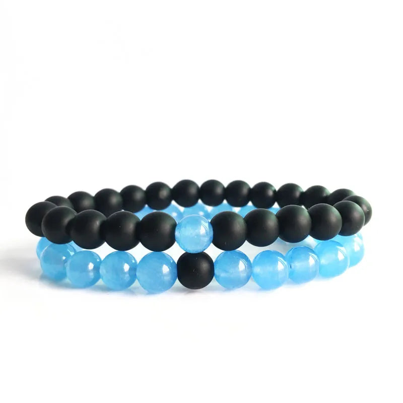 I Miss You Bohemian Glass Crystal Power Bracelet Blue Black Long Distance Love Glaze Beads Couples Gift Wholesale