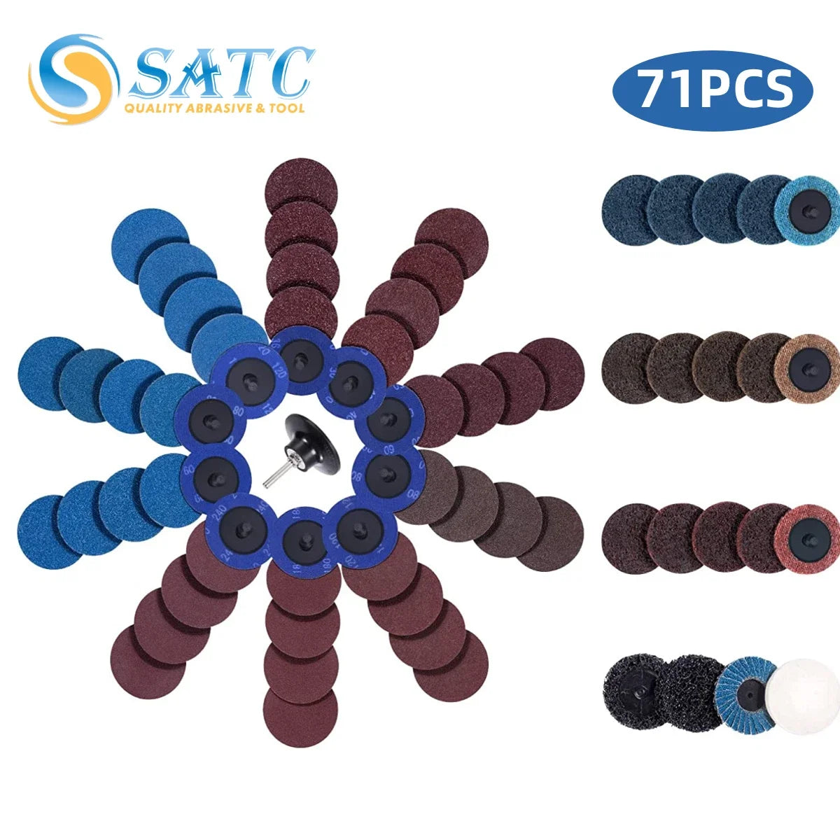 DE Warehouse 24H Shipping Free Delivery 71PCS 2" Quick Change Roll Lock Sanding Discs Set Die Grinder Disc W/ 1/4 Holder