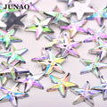 JUNAO 8mm 10mm 12mm 14mm Acrylic Star Rhinestones Non Hotfix Star Stones Bulk Flatback Crystals Diamonds for Decoration