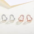 ZHILIAN Wholesale Fine Jewelry Heart Earrings 925 Sterling Silver Heart Shape Zircon Stud Earrings for Women