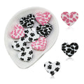 New SYBBeads Heart-Shaped Leopard Print Customizable Color Food Grade Silicone Focal Beads LFGB/CPSIA/EU1935/2004 Certified Pen