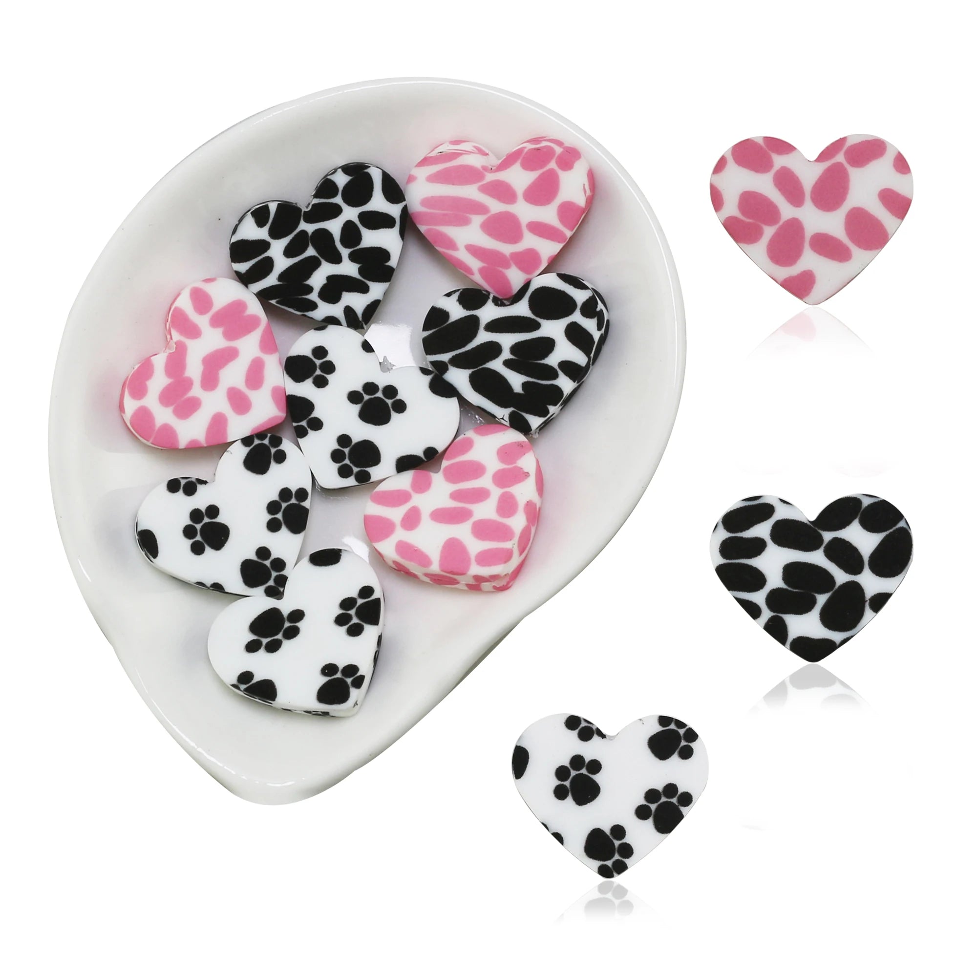 New SYBBeads Heart-Shaped Leopard Print Customizable Color Food Grade Silicone Focal Beads LFGB/CPSIA/EU1935/2004 Certified Pen