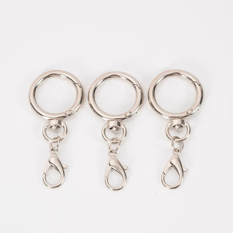 Round Spring Keychain Metal Lobster Clasp Lobster Claw Clasps Hook O Shape Keychain Ring O-ring Keychain Rotating Spring Keyring