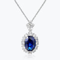 Luxury Unisex 925 Sterling Silver Blue Pendant Chains Anniversary Geometric Pattern Necklace