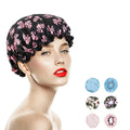 Reusable c PEVA Polyester Hair Cover Hat Double Layer Waterproof Elastic Adjustable Shower Caps