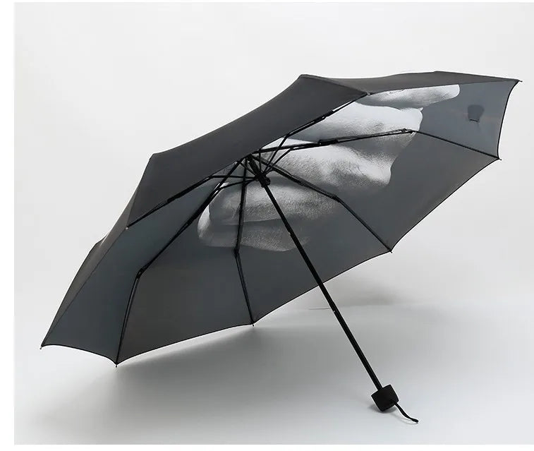Auto Umbrella Fully-Automatic Three-Folding Custom Printed Windproof Nylon Minimalist Design Plastic Handle