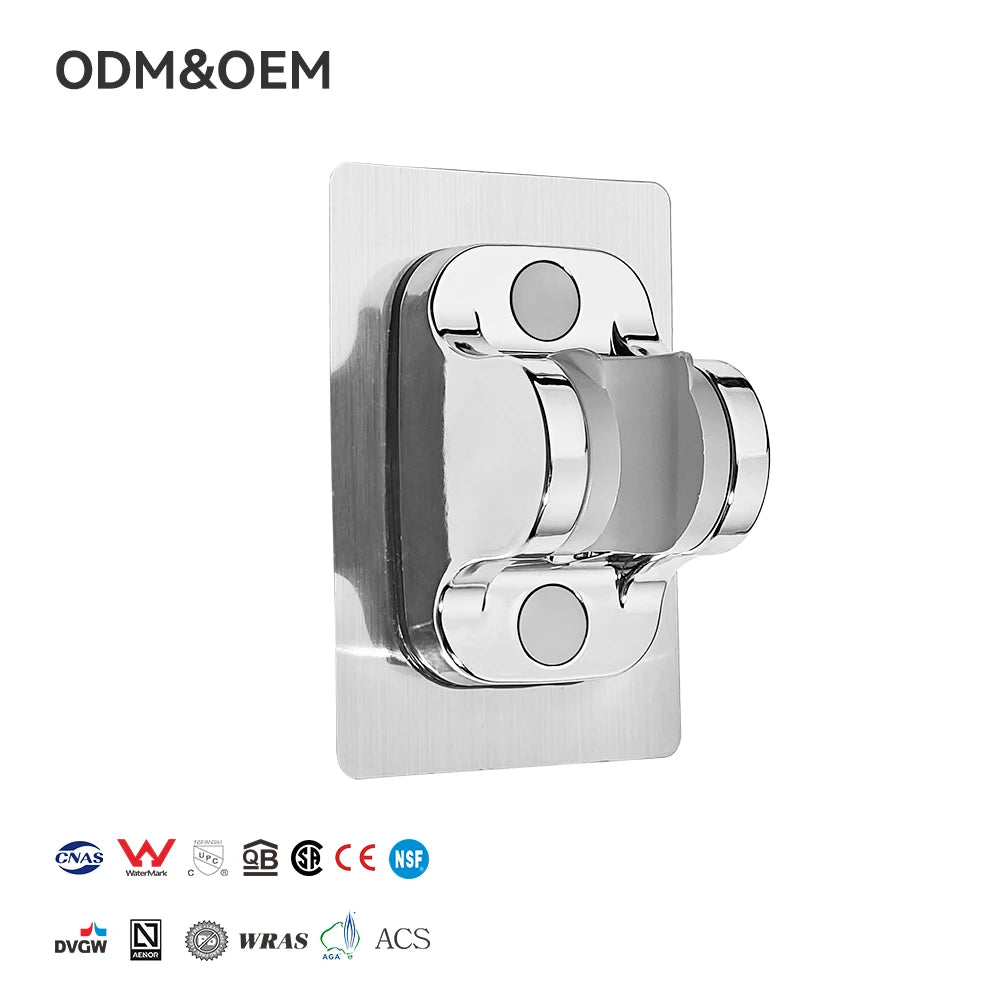 FANSKI in Stock Modern ABS Chrome Surface Wall-Mounted Adjustable Shower Hand Holder with Strong Adhesive Bracket for Bathroom