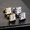 Hip Hop Gold Silver Color Earrings Iced Cubic ZirconCZ baguette Shape Baguette Stud Earrings for Women Jewelry