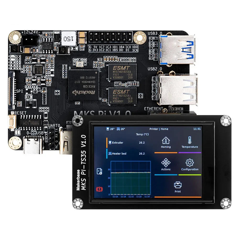 TWOTREES Makerbase MKS PI V1.1 Board with Quad-core 64bits SOC Onboard Runs Klipper & KlipperScreen for Automation 3D Printer
