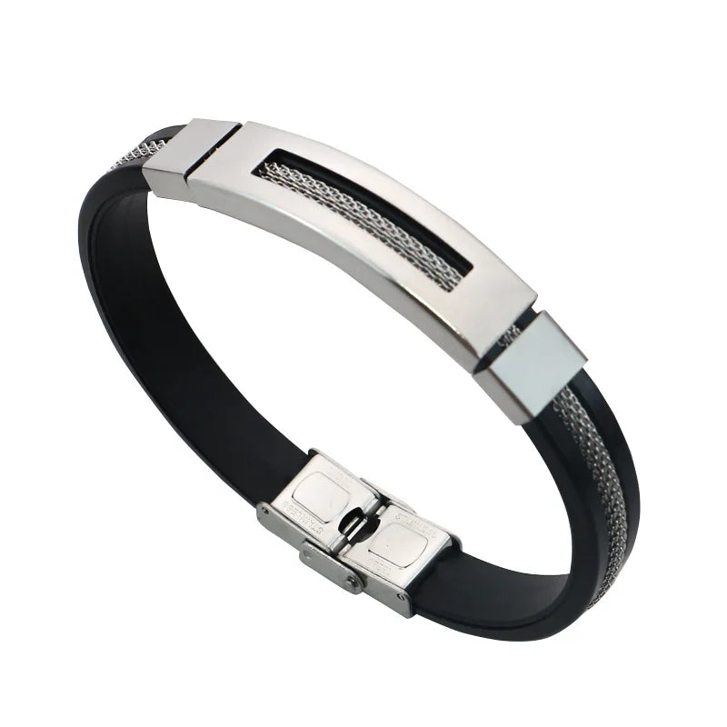 Couple Bracelet New Plate Tarnish Free Silicone for Friend Lovers Men's Wrap Bracelets Wholesale Adjustable Stainless Steel 19 G