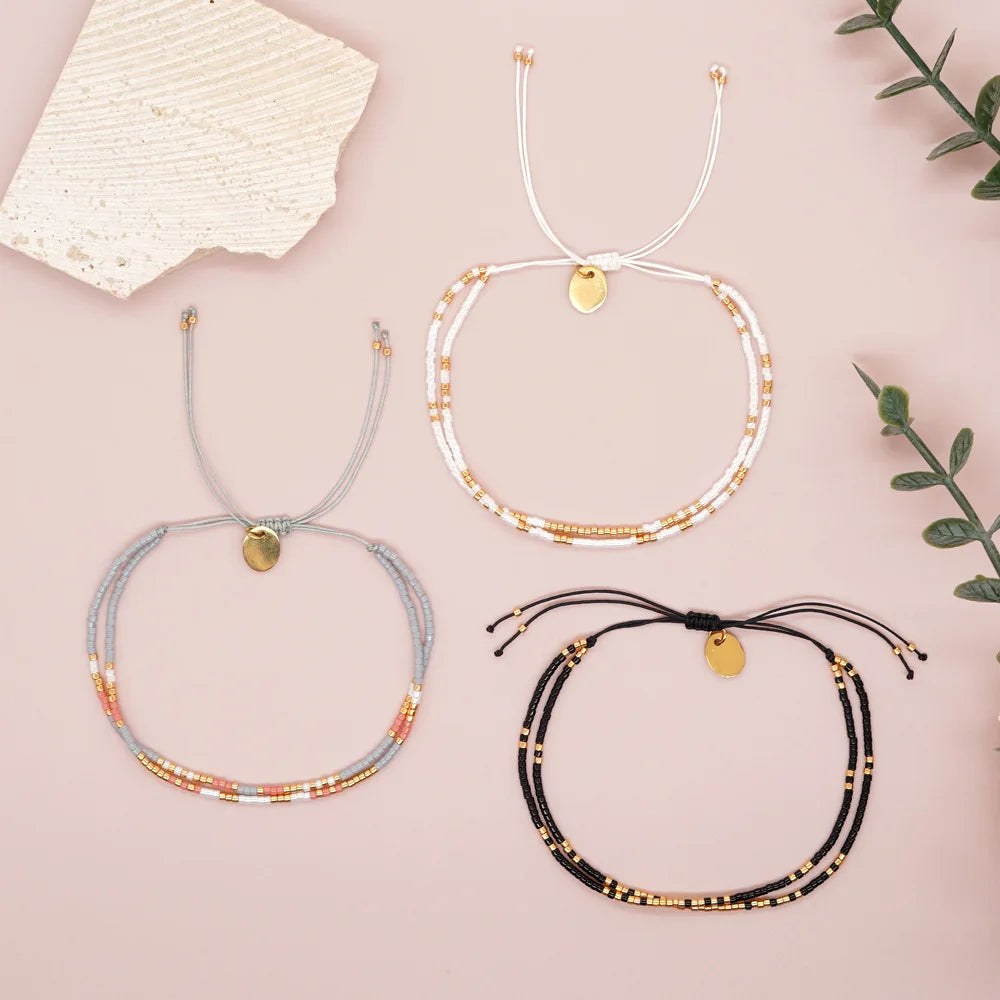 Go2boho Minimalist Miyuki Bead Bracelets Multi Layer Bohemian Glass Seeds Handmade Adjustable Jewelry Fashion for Women Men