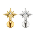 Right Grand ASTM F136 Titanium 16G Sparkling Cubic Zirconia North Star Stud Earring Labret Ring Cartilage Helix Piercing Jewelry MegaBDM