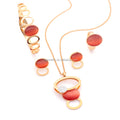 Brand Women Design Gemstone Stainless Steel Necklace Hawaiian Earrings Pearl Gold Plated 4Pcs Bracelet Jewelry Girl Luxury Sets