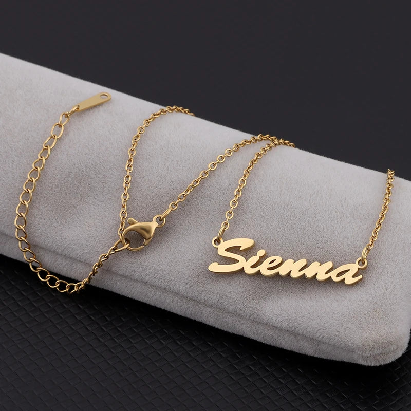 Custom DIY Letter Name 316 Stainless Steel Jewelry 18K Gold Plated Letter Pendant Necklace No Fade High Polish Any Language Font