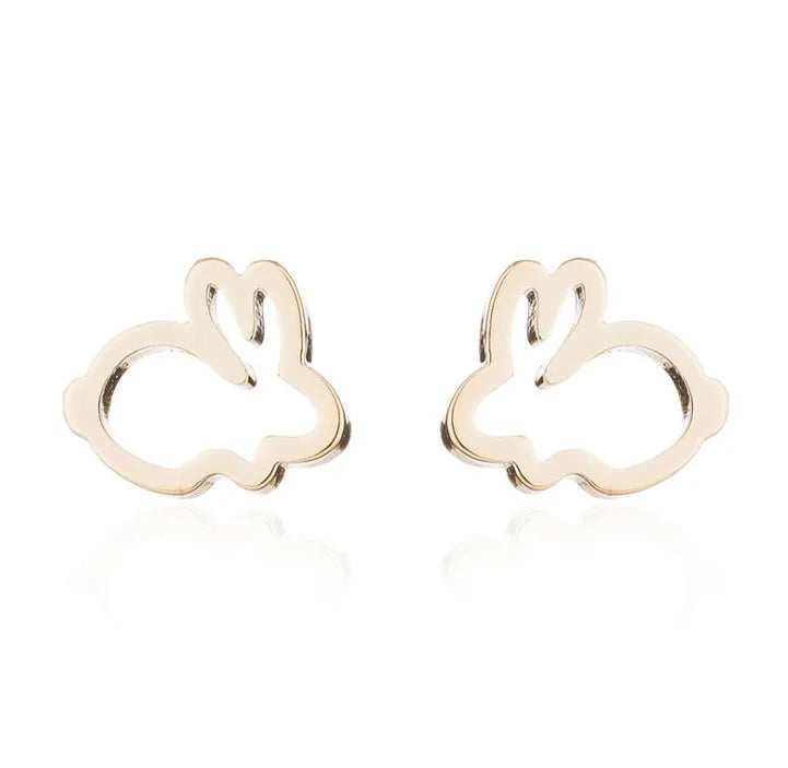 New Fashion Stainless Steel Cute Animal Earrings Mini Easter Bunny Earring Jewelry Rabbit Stud Earrings for Women Girls