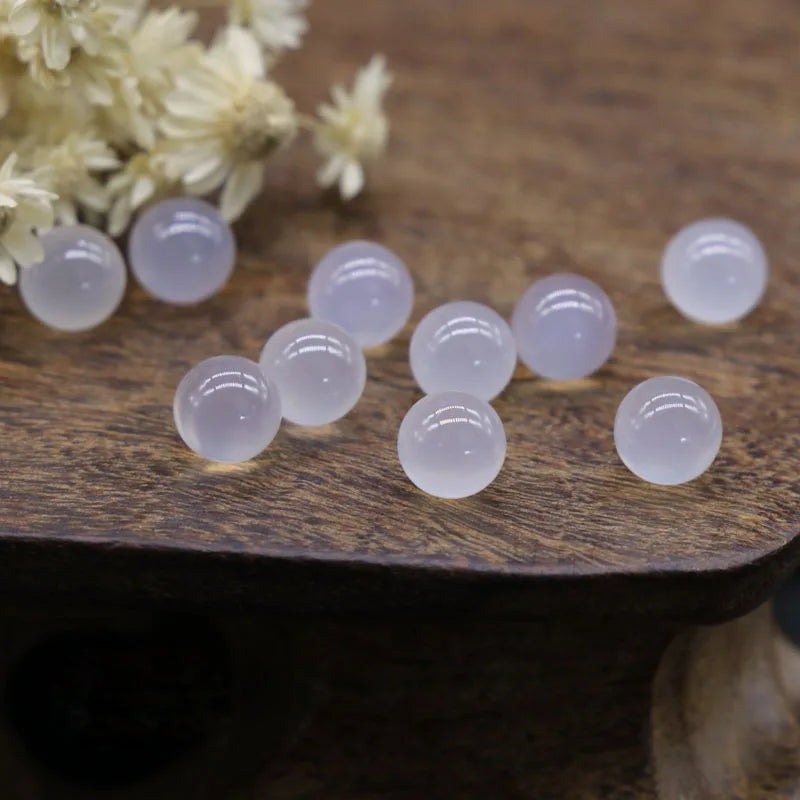 DIY Hot selling 6mm White Agate stone tiny beads small crystal healing spheres