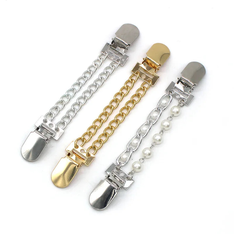 Creative Metal Chain Cardigan Clip Women Dress Accessory Dress Cincher for Back of Dress Swirl Clip Cape Cloak Clips Scarf Clasp